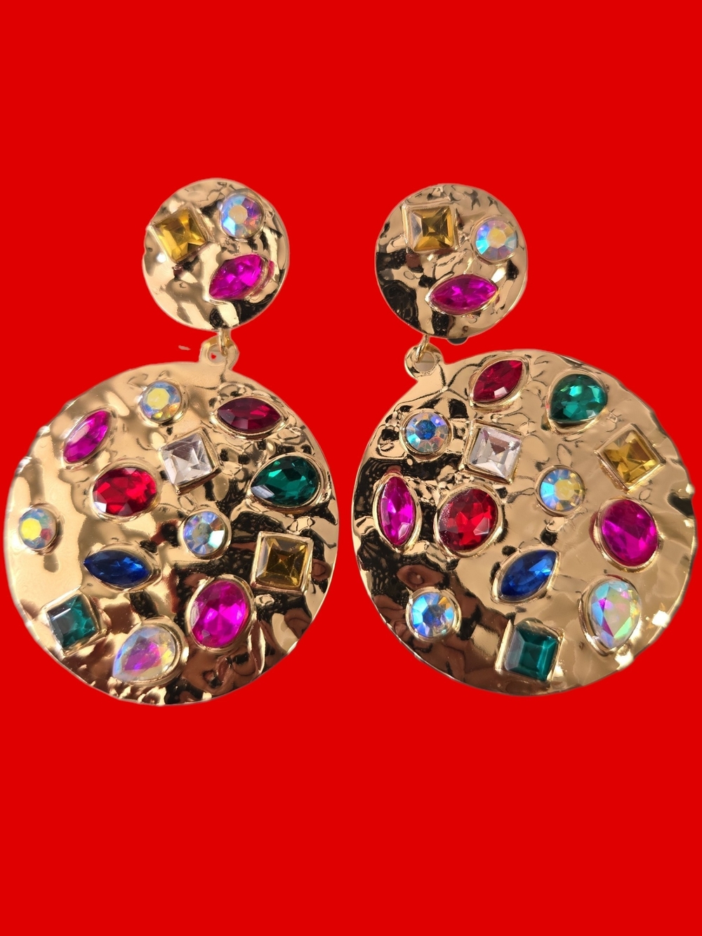 Gold-Tone Multicolor Crystal Drop Earrings
